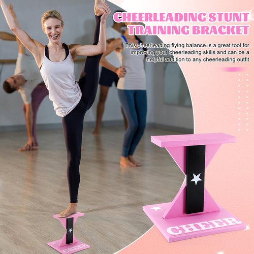 Chunful Cheerleading Balance Trainer 12.2 x 13.19 Inch Wood Wooden Cheer Stunt Training Stand Equipment Cheer Flyer Stand for Flexibility Core Strength and Coordination Training