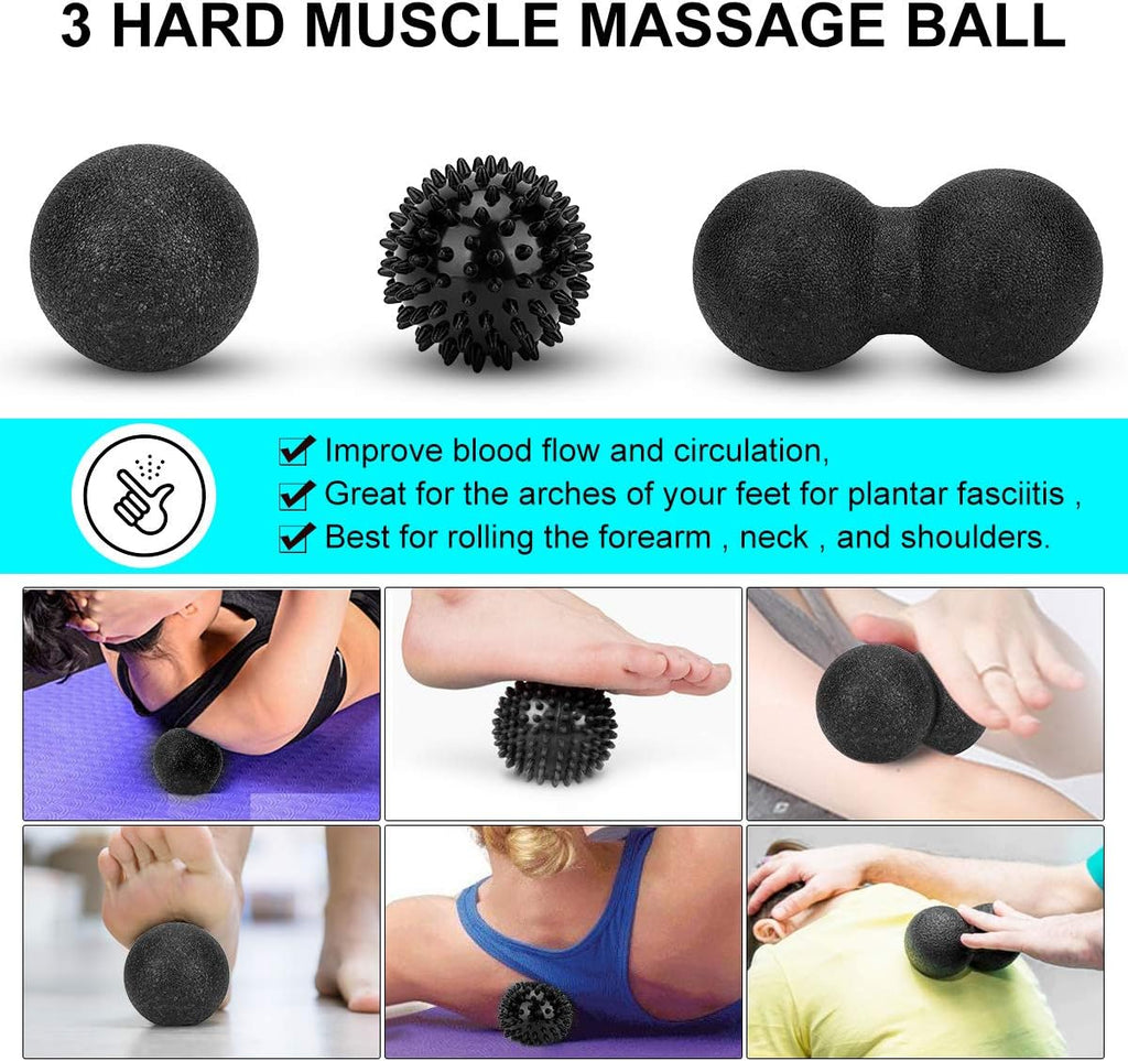 Skiennix Foam Roller Set - High Density Muscle Roller & Stretching Strap for Deep Tissue Relief | 5-Piece Therapy Kit
