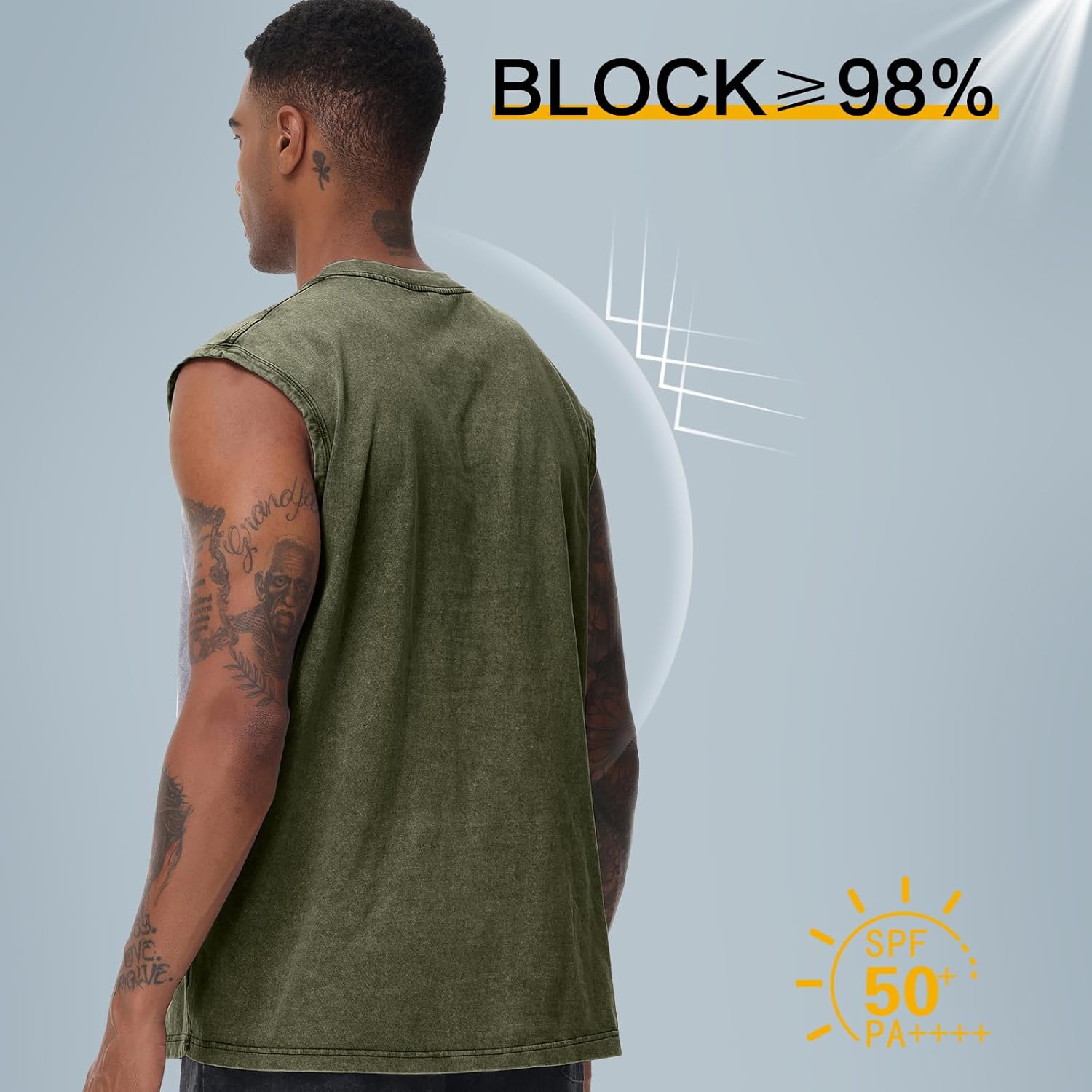 Skiennix Men's Cotton Sleeveless Tank Tops - Loose Fit Muscle Tees for Gym & Beach Activities
