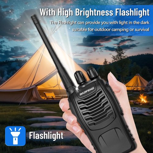 Walkie Talkies Long Range for Adults，radios Rechargeable walkie talkies with Earpieces 2 Way Radios UHF Handheld Transceiver Walky Talky Copy Frequency with Flashlight VOX for Camping Hunting（2 Pack）