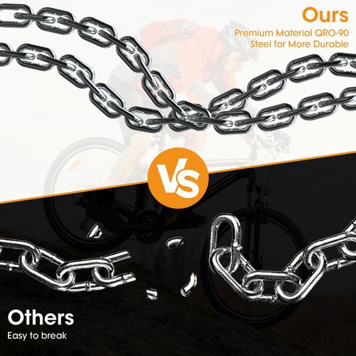eMjollRay Anti-Theft Chain Lock for Scooter & Bike Heavy Duty Alloy Steel Security Lock with 2 Keys, Quick Push-to-Lock Mechanism Portable Waterproof Canvas Covered Motorcycle Lock