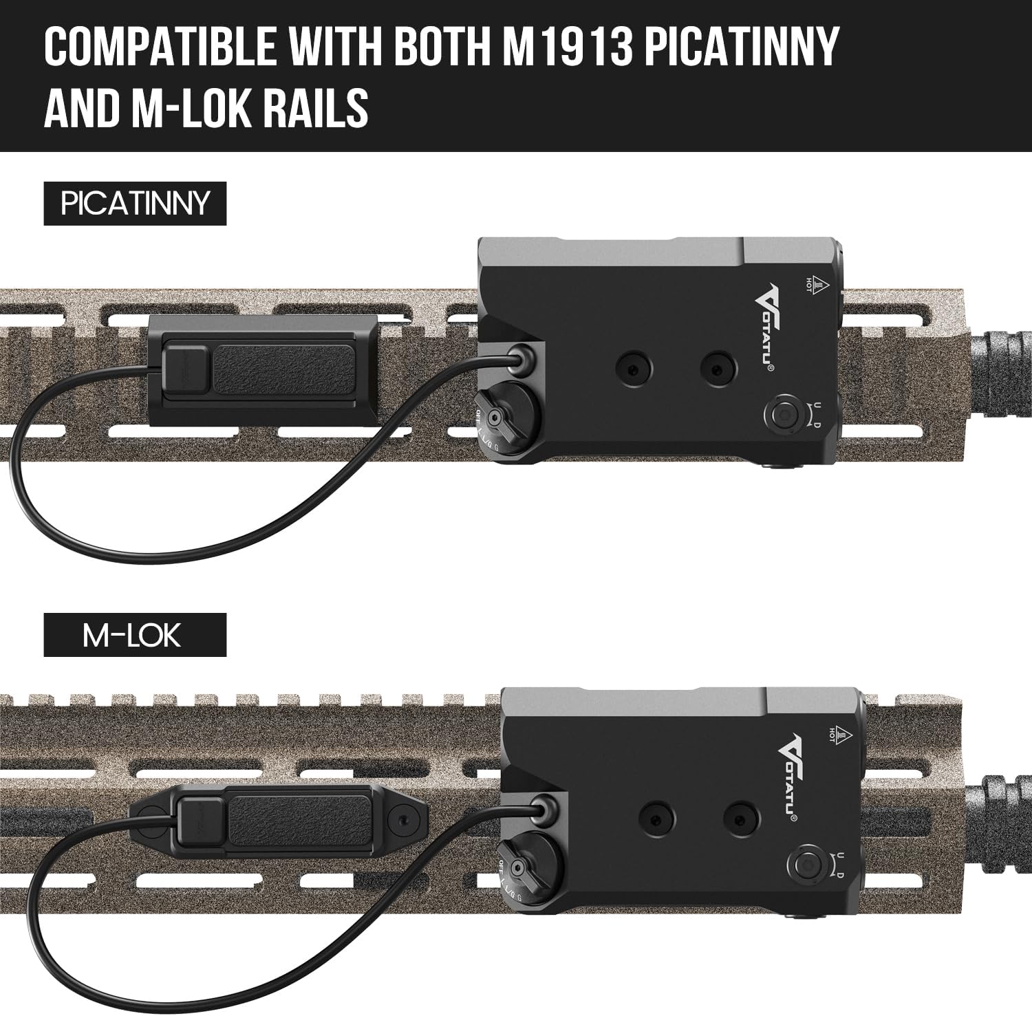 VOTATU V845 Green Laser & Light Combo - 2000 Lumens LED Flashlight with Pressure Switch for M-LOK Rail