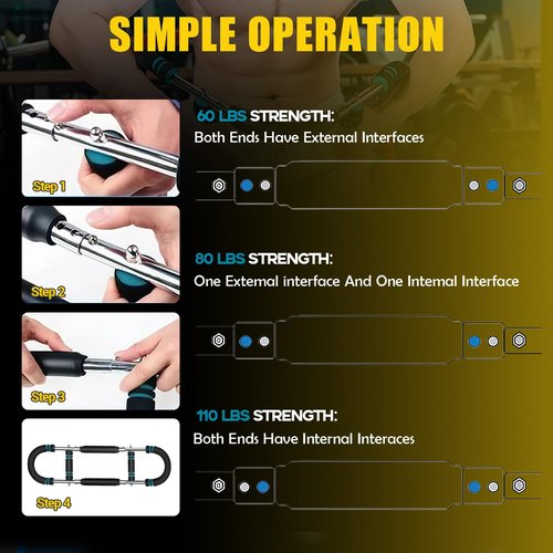 Twister Arm Trainer - Adjustable 60-110lb Resistance Chest & Arm Exerciser, Portable Home Gym Equipment for Upper Body Strength Training, Men & Women