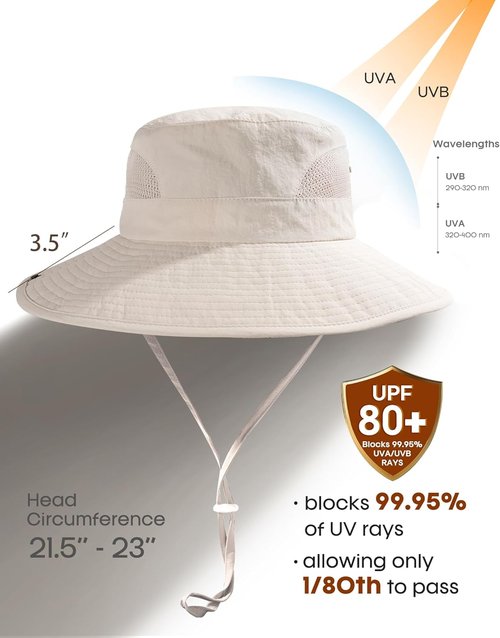 FURTALK Women's Sun Hat - Wide Brim with Ponytail Hole | UPF 80+ Outdoor Protection, Foldable Design