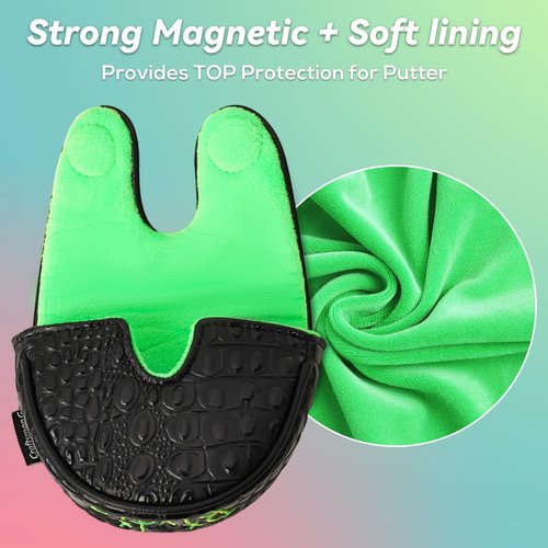 Craftsman Golf DF3 Putter Cover Golf Headcover Center Shaft Birdie Design OZ1 Headcover Mallet Putter Cover with Magnetic Closure for Driver Mid Mallet Putter Heel Shafted