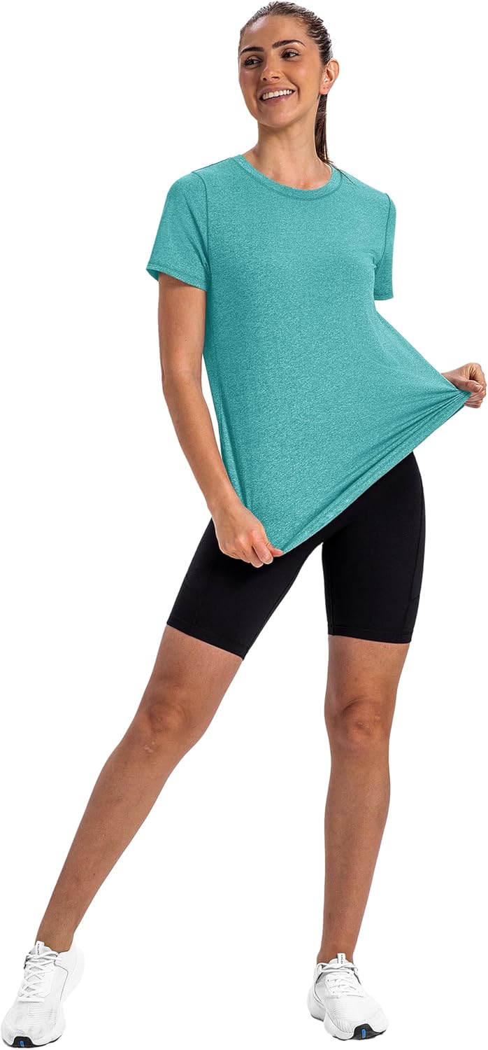 Skiennix Women's Short Sleeve Workout Tops - Summer Athletic Shirts for Yoga & Fitness | S-3XL