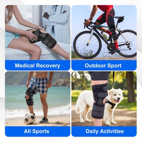 Mathgetin Hinged ROM Knee Brace with Side Stabilizers, Post Op Knee Immobilizer for Arthritis, ACL, MCL, PCL, Meniscus Tear, Medical Orthopedic Support After Surgery (Upgraded Version, Medium)