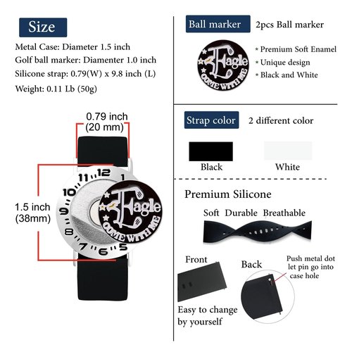 E TRUEE Golf Ball Marker with Golf Stroke Counter Bracelet, Eagle Ball Marker, Golf Score Counter, Golf Accessories, Golf Gifts for Men Golfers