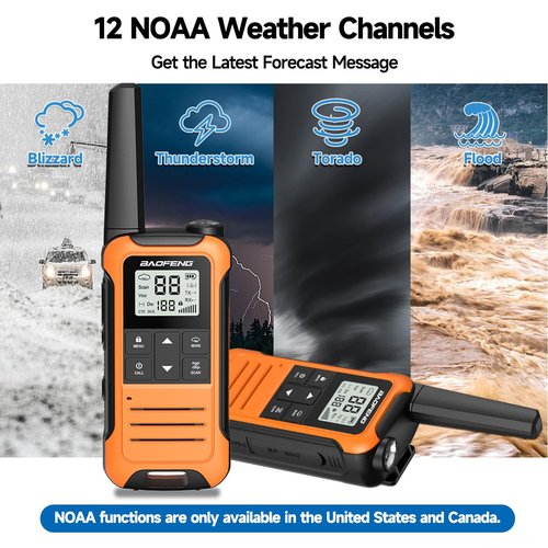 Walkie Talkies Long Range for Adult, Rechargeable Walkie Talkies 4 Pack Baofeng F22 Portable FRS Two Way Radio with 1400mAh Battery USB-C Charger Flashlight NOAA Weather Radio for Camping Hunting Gear