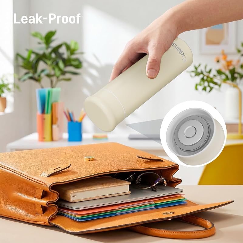 10oz Insulated Water Bottle with Leak-Proof Lid — Slim Stainless Steel Bottle for Espresso & Travel, Butter Cream Edition
