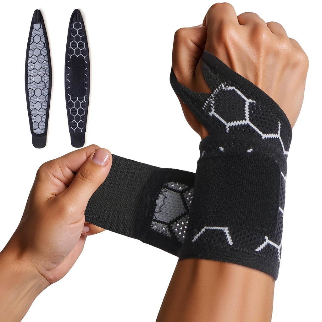 Skiennix Adjustable Wrist Support Brace - Breathable Wrap for Carpal Tunnel & Pain Relief | Unisex, One Size (Black)
