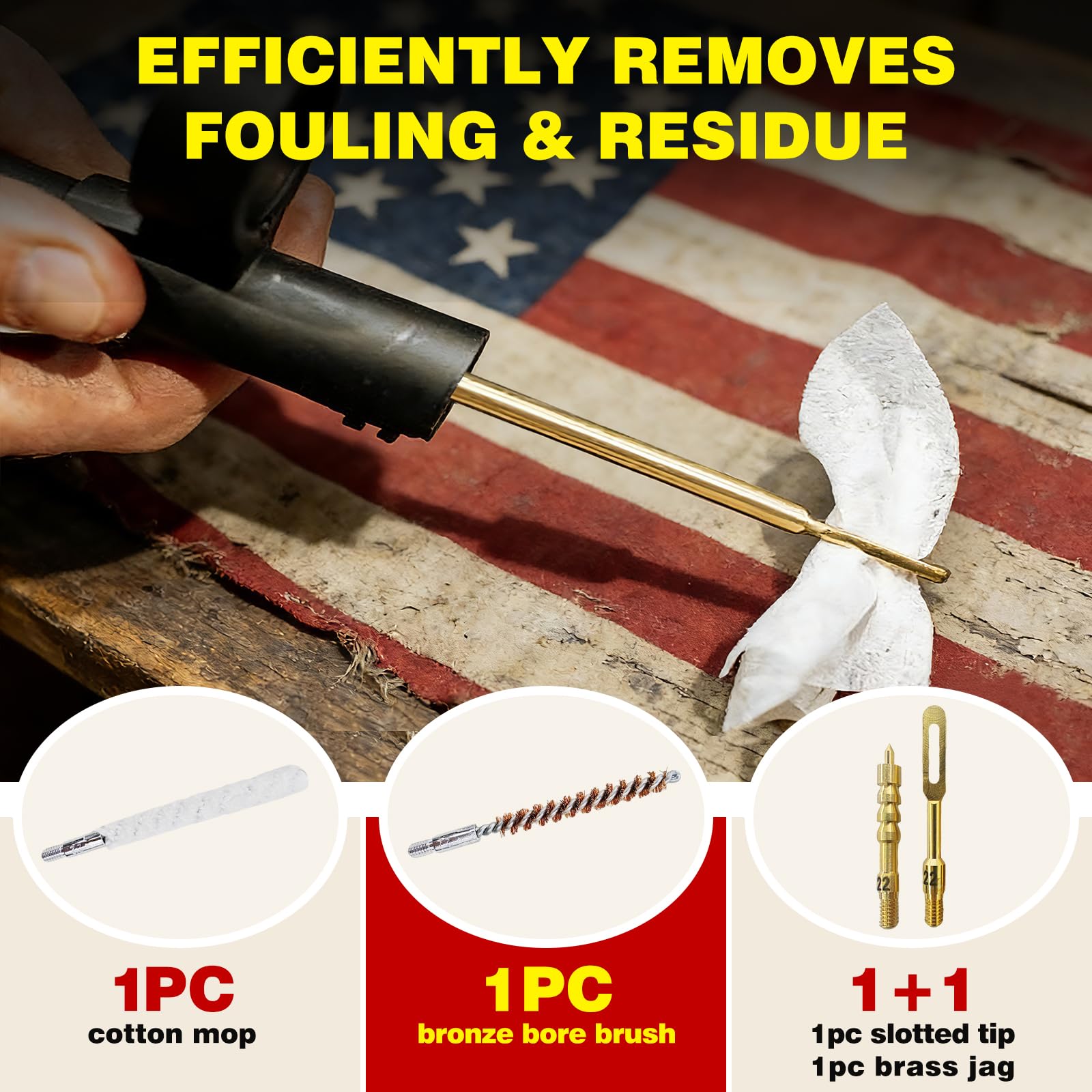 Gun Cleaning Kit for .22 .223Cal 5.56mm .22LR Rifle Pistol Cleaning Kit with 30ml Gun Cleaning Oil, Cleaning Swabs, Bronze Bore Brush and Brass Jag Adapter with Portable Case