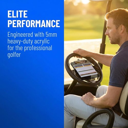 TakeLook Golf Cart Steering Wheel Scorecard Holder with Pencil Holder for Club Car/EZGO/YA G29/Icon I40/Star Car/Excar and Other Most Golf Carts. 5mm Thick Acrylic More Sturdy. (Clear)