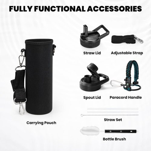 Hydro Flask Insulated Water Bottle - 24oz Triple Wall Vacuum Stainless Steel | Keeps Drinks Cold for 48 Hrs, Hot for 24 Hrs