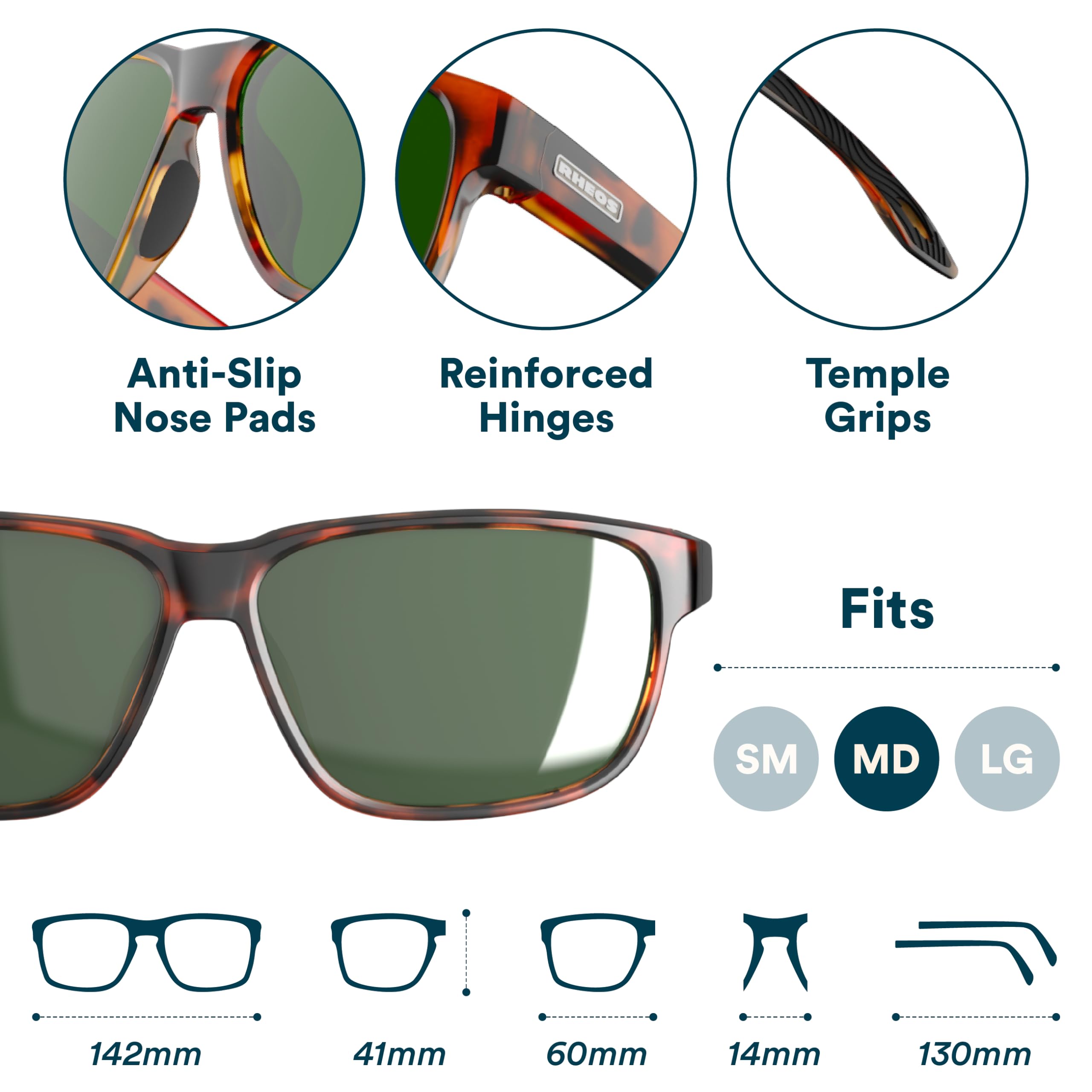 Rheos Edgewater Floating Polarized Sunglasses | 100% UV Protection | Boating & Fishing | Water Sports | Anti-Glare (Tortoise | Moss)