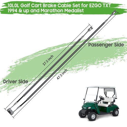 10L0L Golf Cart Brake Cable Stainless Steel Core for EZGO TXT 1994 & up or EZGO TXT Marathon Medalist, Golf Cart Driver & Passenger Side Brake Cable 70716-G03 70273-G03 70969-G03