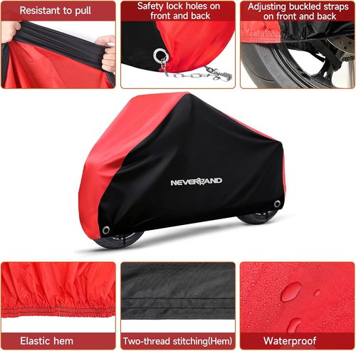 Neverland Motorcycle Cover - Waterproof All-Season Heavy-Duty Protection | Fits Most Bikes Up to 86”
