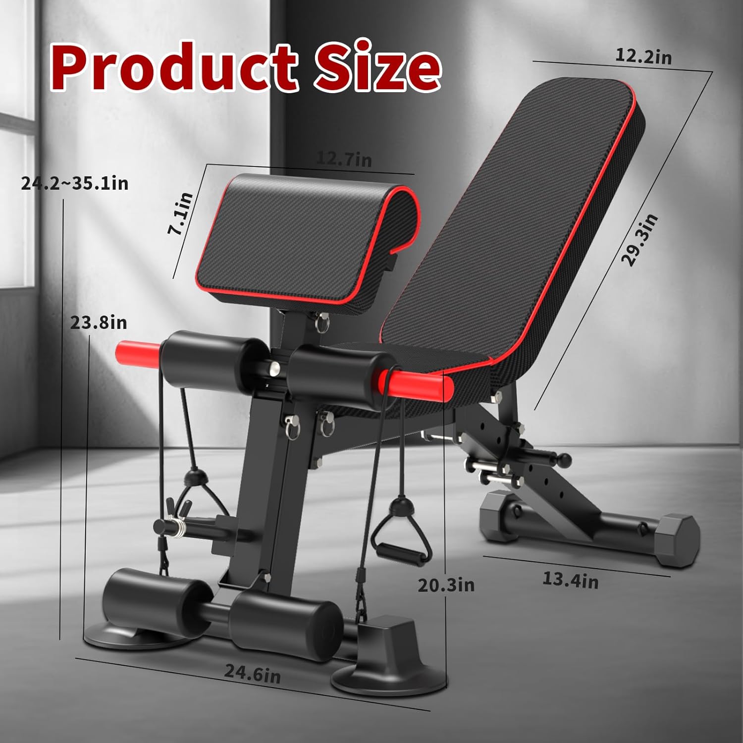 Skiennix Adjustable Weight Bench - Foldable Utility Workout Bench for Home Gym | Supports 600LBS