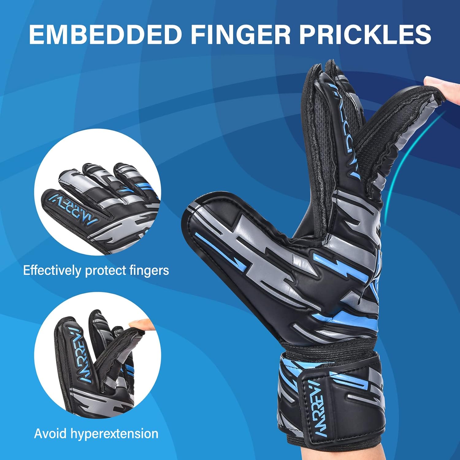 Skiennix Soccer Goalie Gloves - Finger-Save & Double Wrist Protection | Youth, Kids & Adult Sizes