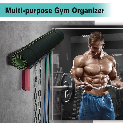 Multi-Purpose Gym Storage Rack Resistance Bands Hook Home Gym Accessories Storage Fitness Bands Rack Heavy Duty Rack for Resistance Bands, Straps, Jump Ropes, Foam Rollers, Chains