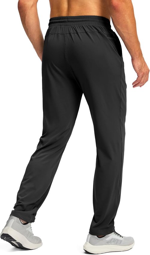 G Gradual Men's Athletic Track Pants - Stretch Tapered Joggers with Zipper Pocket for Gym & Running