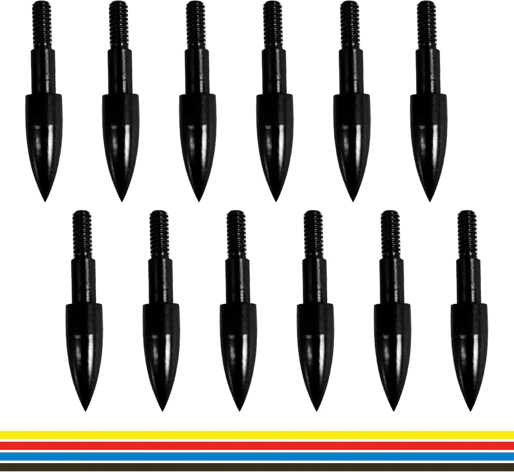 Skiennix Archery Arrow Tips - 12pcs Field Points for Target Practice | 100/125/150/200 Grain, 5/16 Inch