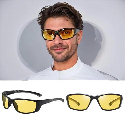 Spring Breeze Valley Night Driving Glasses for Men, Anti Glare HD Polarized Yellow Tinted Sunglasses for Men & Women