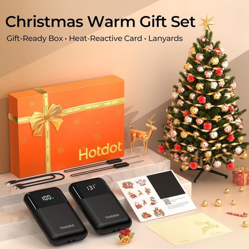 Hotdot Rechargeable Hand Warmers - 2 Pack with 4 Heat Levels & Real-Time Temp Display | Fast Heating, Fits in Gloves or Pocket