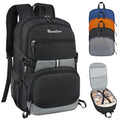 Seektop Lightweight Travel Backpack for Men Women, Multiple Pockets 40L Hiking Backpack Foldable Carry on Backpack for Outdoor Camping Sport Leisure (Black)