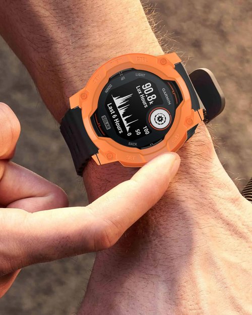 Miimall Rugged Case Compatible for Garmin Instinct 3 Solar 50mm Cover, Anti-Scratch, Anti-Collision, Slim Protective Case Soft TPU Shell Sports Frame for Instinct 3 Solar, Orange