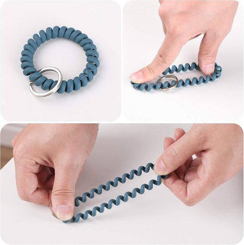 LGEGE Stretchable Wristband Keychain - Flexible Spiral Wrist Coil for ID Badges & Outdoor Sports