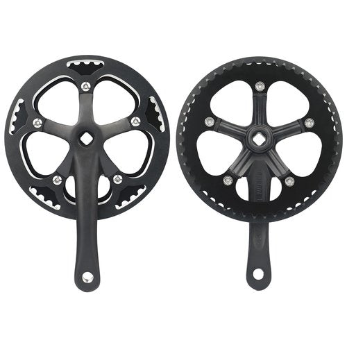 WEEROCK E-Bike/Bicycle Crankset 1 PSC 48T Steel Charing, Alumininum Alloy Single Cover and 170mm Arm Crank Set, Compatible with Single Speed Bicycle and 6/7/8/9 Speeds Bicycles, MTB, Road Bike, Black