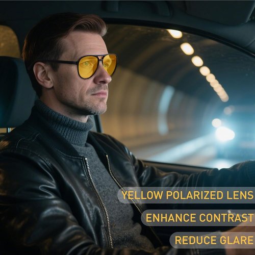ANDWOOD Retro Polarized Aviator Sunglasses - Classic 70s Vintage Style for Men & Women | Trendy Square Design