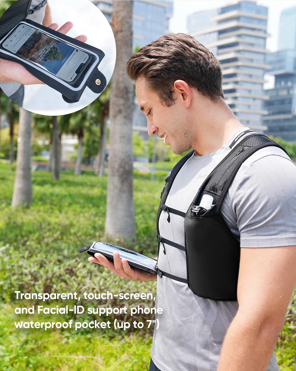 Zelvot Running Vest - Adjustable Hydration Backpack with 500ml Soft Flask | Lightweight & Reflective for Runners