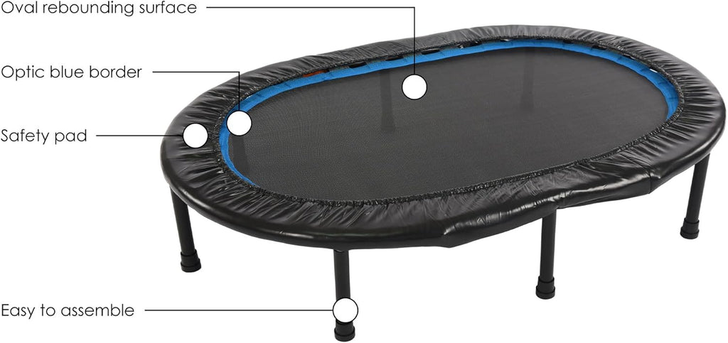 Stamina Folding Trampoline - Smart Workout App, Portable Fitness Rebounder for Home Gym, Black