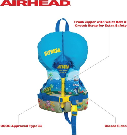 Airhead Treasure Life Vest - USCG Approved Infant & Child Safety Vest | 0-30lbs & 33-55lbs