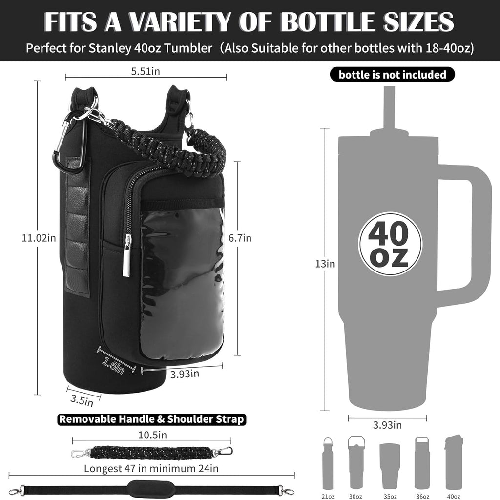 Skiennix Magnetic Gym Bag - Water Bottle Carrier Holder with Strap for Stanley - Compact Accessory Pouch