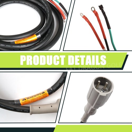 Panglong Club Car Charger Cord, 48V Charger Plug DC Cord Plug-130 in, Suitable for 1995-2013 Club Car DS Precedent Golf Cart, OEM# 101828901, 1018289-01