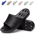 Xomiboe Shower Shoes for Men Women, Non Slip Quick Dry Shower Sandals with Drain Holes, Lightweight EVA Shower Slippers for Gym, College Dorm, Pool, Locker Room Black EU44-45