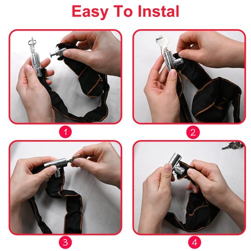 2 Pack 2.62Ft Bike Chain Lock,Durable Security Anti-Theft Bicycle Chain Lock with 4 Keys for Mountain, Road Cycling