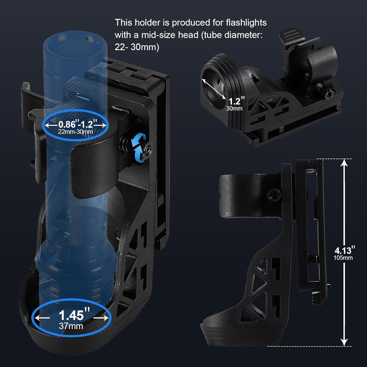 Sentinel-X1 Tactical Flashlight - 1200 Lumen LED with Holster for Duty Belt | Ideal for Camping & Law Enforcement