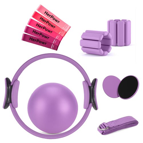 HerPowr Pilates Kit with Weights, Pilates Kit with Ankle Wrist Weights, Pilates Set, at Home Pilates Kit, Pilates Sets for Women, Pilates Essential kit, Pilates Accessories, Pilates Workout Sets
