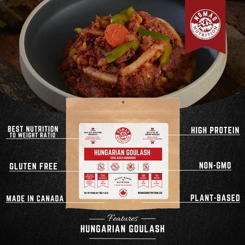 Nomad Nutrition Hungarian Goulash - Instant Freeze-Dried Camping Food | Plant-Based, Vegan, Gluten-Free | 112g