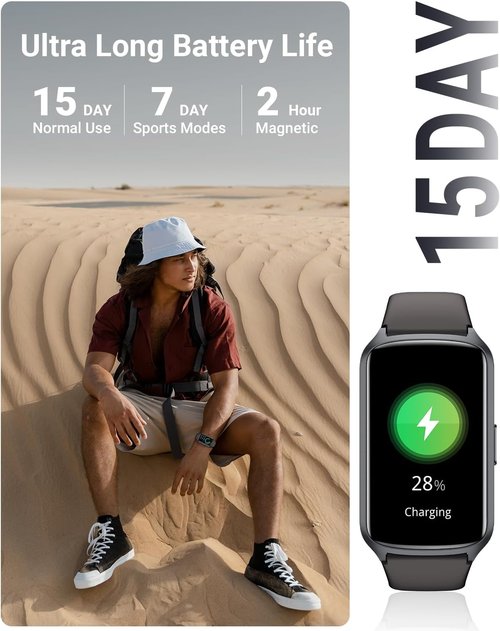 Amzhero Fitness Tracker - 24/7 Heart Rate, Blood Oxygen & Sleep Monitoring | Waterproof Activity Tracker with Step Counter (S & L Bands)