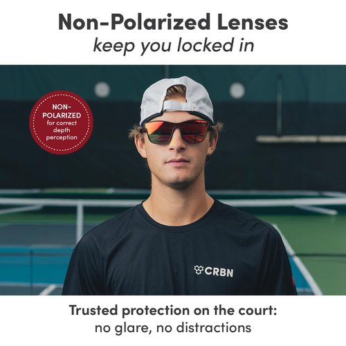 CRBN Pickleball - Drift Pickleball Glasses for Men & Women - Eye Protection - Photochromic Lens Provides Sun & Impact Protection in All Conditions - Meets ANSI Z87.1 & Z80.3