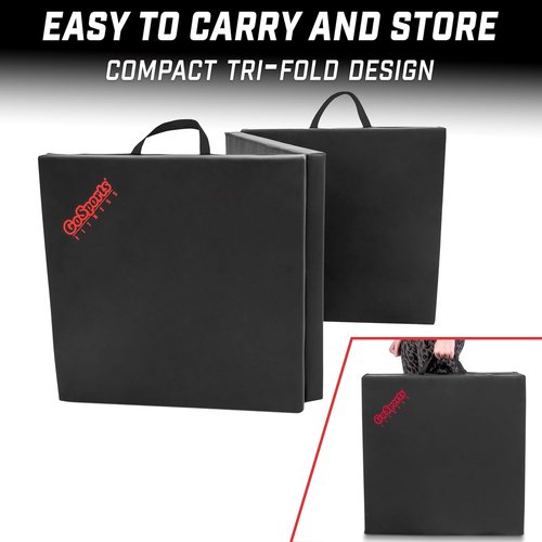GoSports Tri-Fold Exercise Fitness Mat - 2 Inch Thick, 6 ft x 2 ft - Ideal for Workouts, Yoga, Stretching