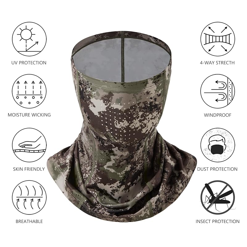 Grunge Camo UPF 50+ Neck Gaiter, Breathable Quick-Dry Face Mask for Men & Women