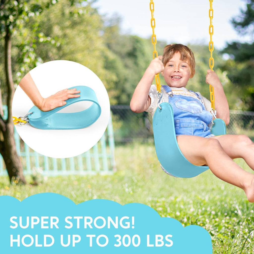 TURFEE Outdoor Swing Set Replacement Kit - Heavy Duty Chains & Seat - Kids Playground Accessory (Blue)