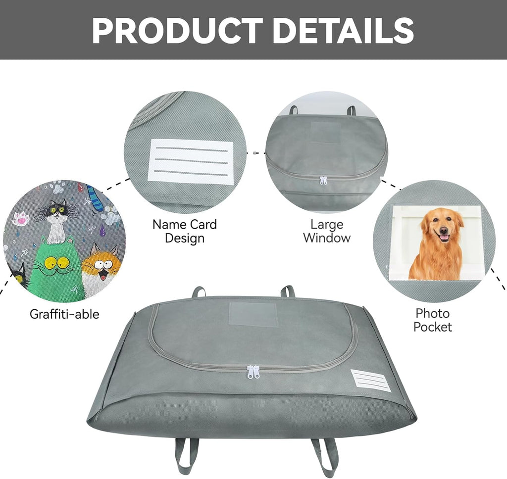 Pet Burial Bag with Handle - Eco-Friendly Dog & Cat Casket for Dignified Memorial | Size M (31.89 x 14.17 x 7 in)