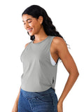 BRXL Cropped Muscle Tank Tops for Women Workout Sleeveless Sports Athletic Yoga Running Gym Crop Shirts Grey